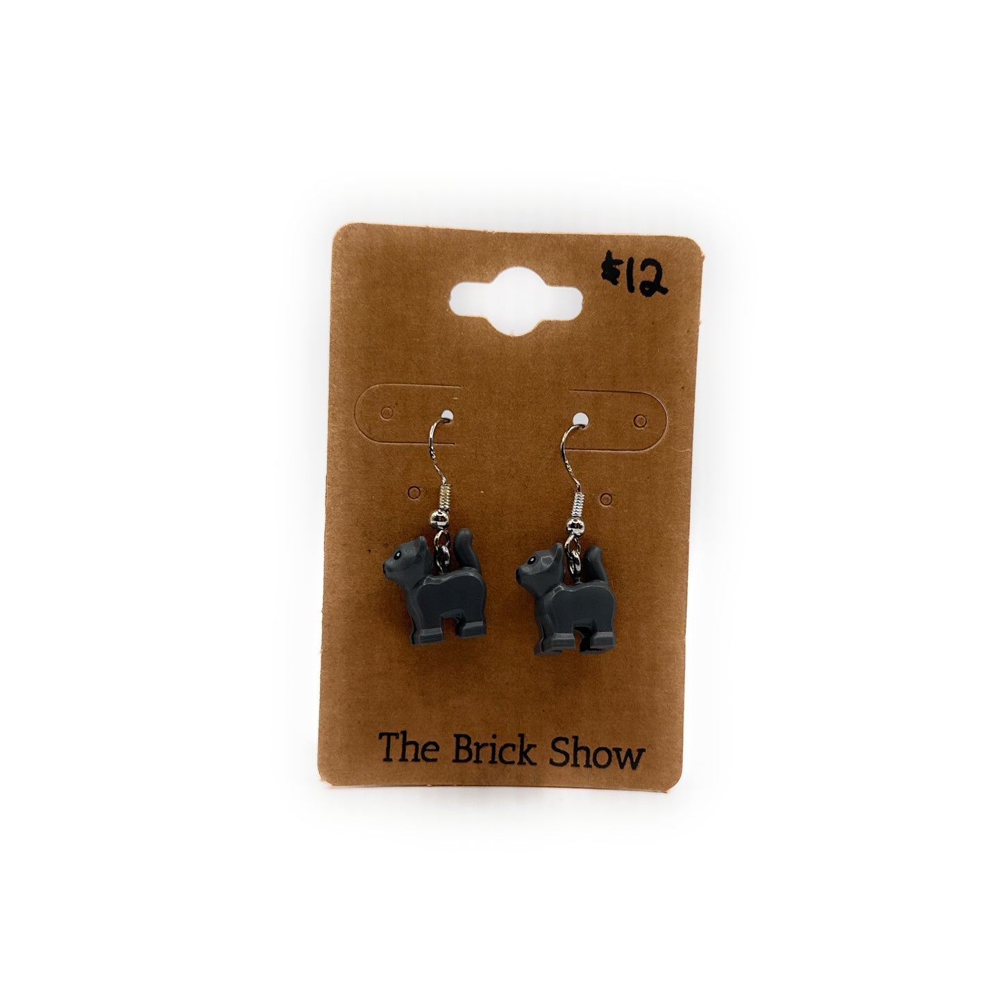 Gray Cat Earrings made from LEGO Parts