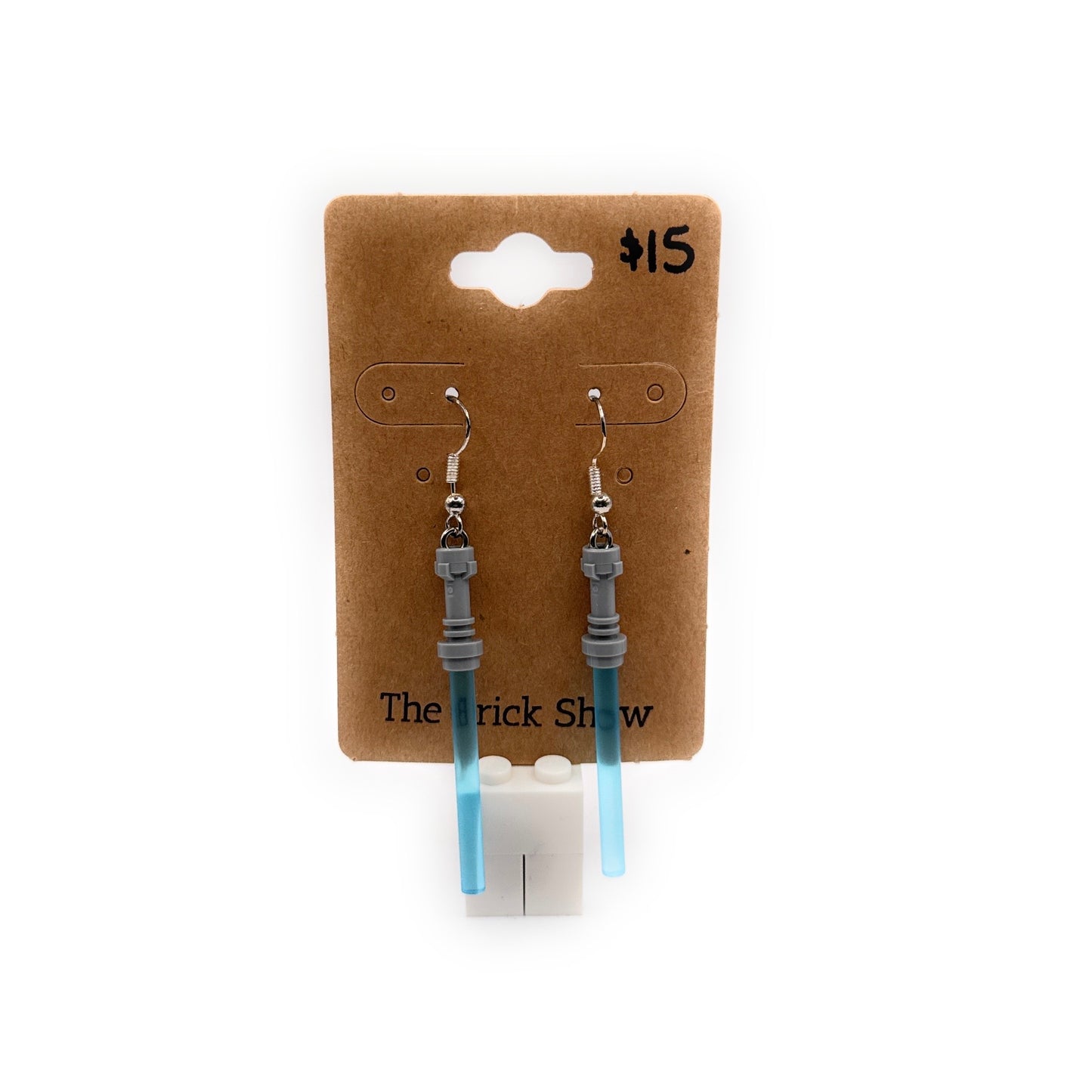 Blue Lightsaber Earrings made from LEGO Parts