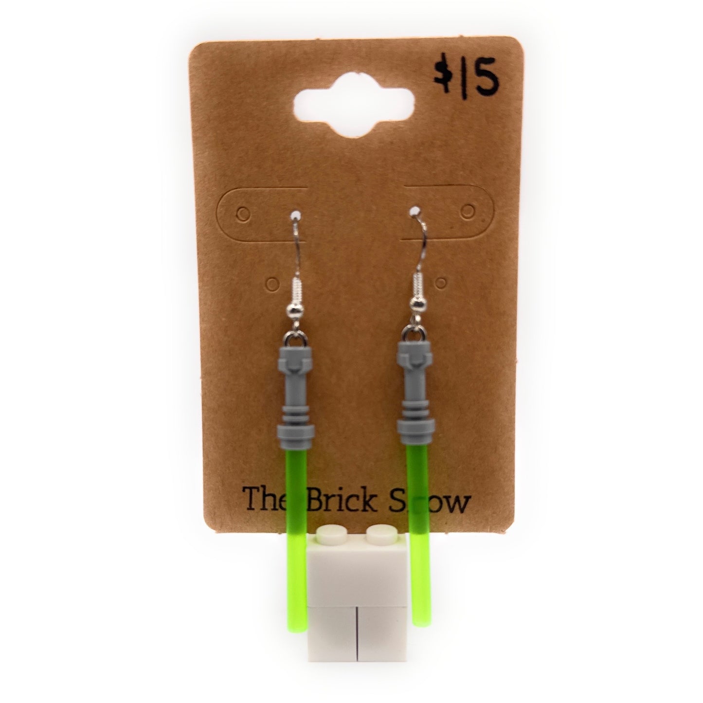 Green Lightsaber Earrings made from LEGO Parts