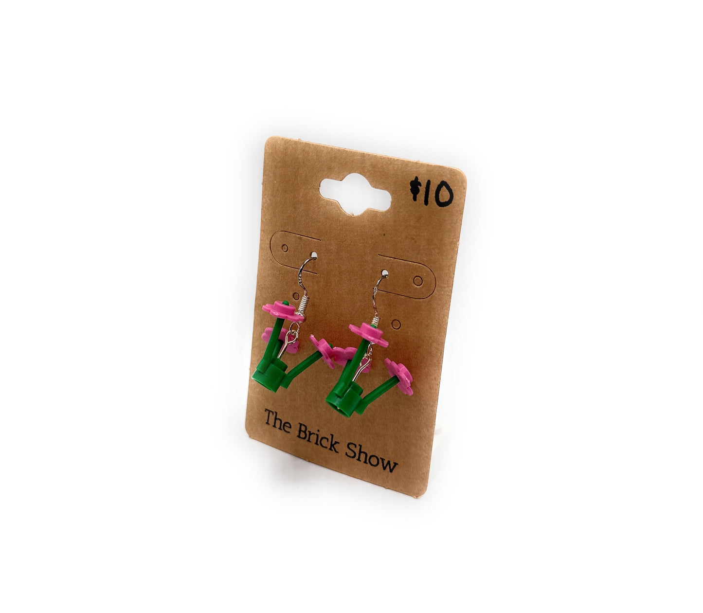 Pink Flower Bouquet Earrings made from LEGO Parts