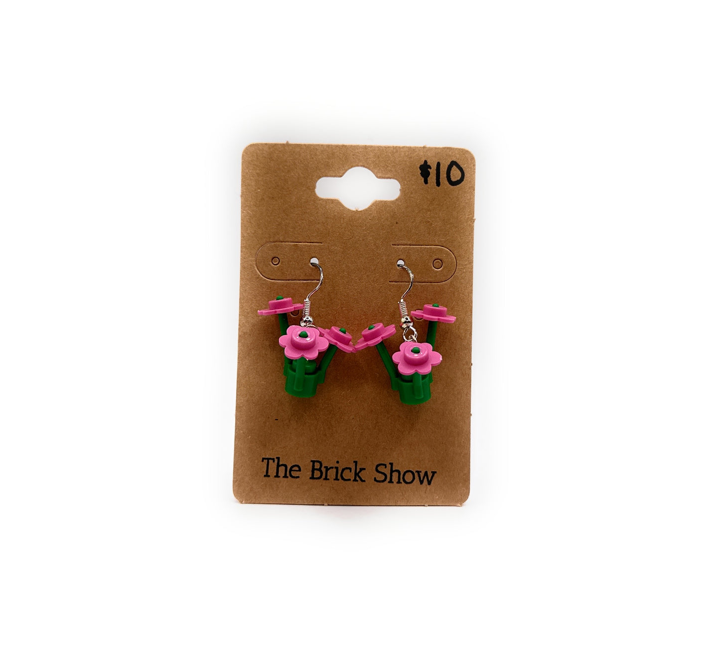 Pink Flower Bouquet Earrings made from LEGO Parts