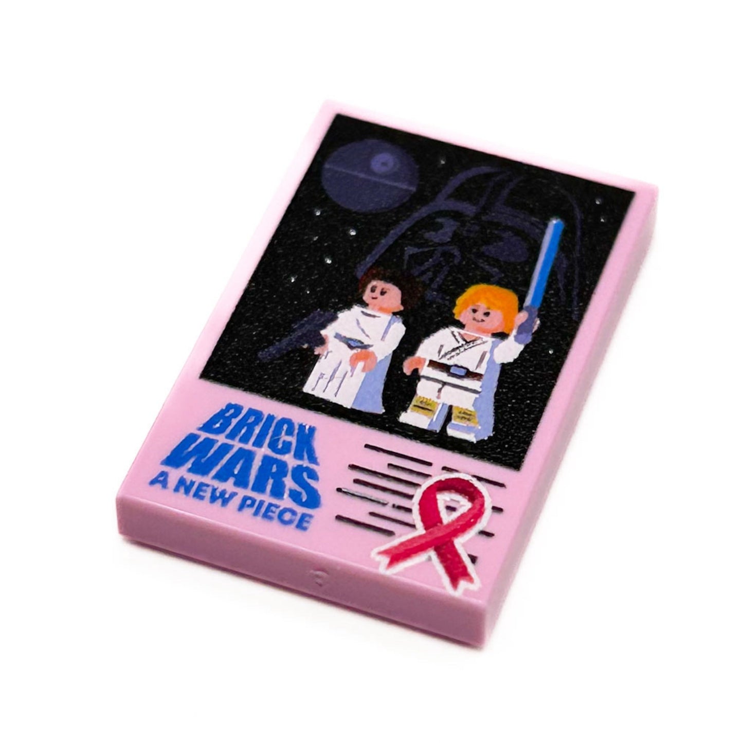 Limited Production! Pink (Break Cancer Awareness) Brick Wars: A New Piece Movie Tile Cover (2x3 Tile) - B3 Customs