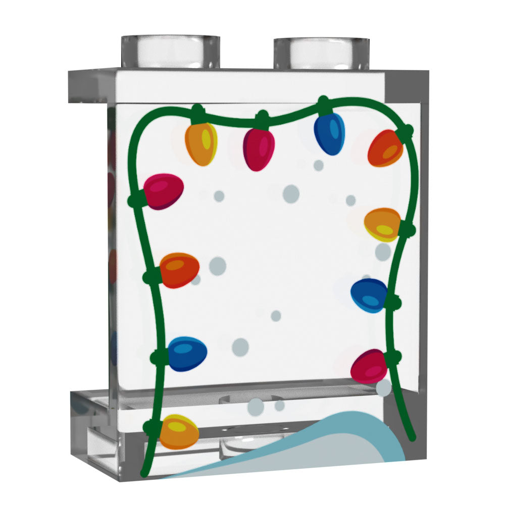 Window with Christmas Lights made using LEGO part 1x2x2 Panel - B3 Customs