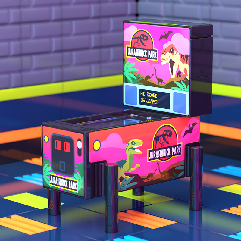 Jurassbrick Park - Pinball Arcade Machine Building Set made using LEGO parts