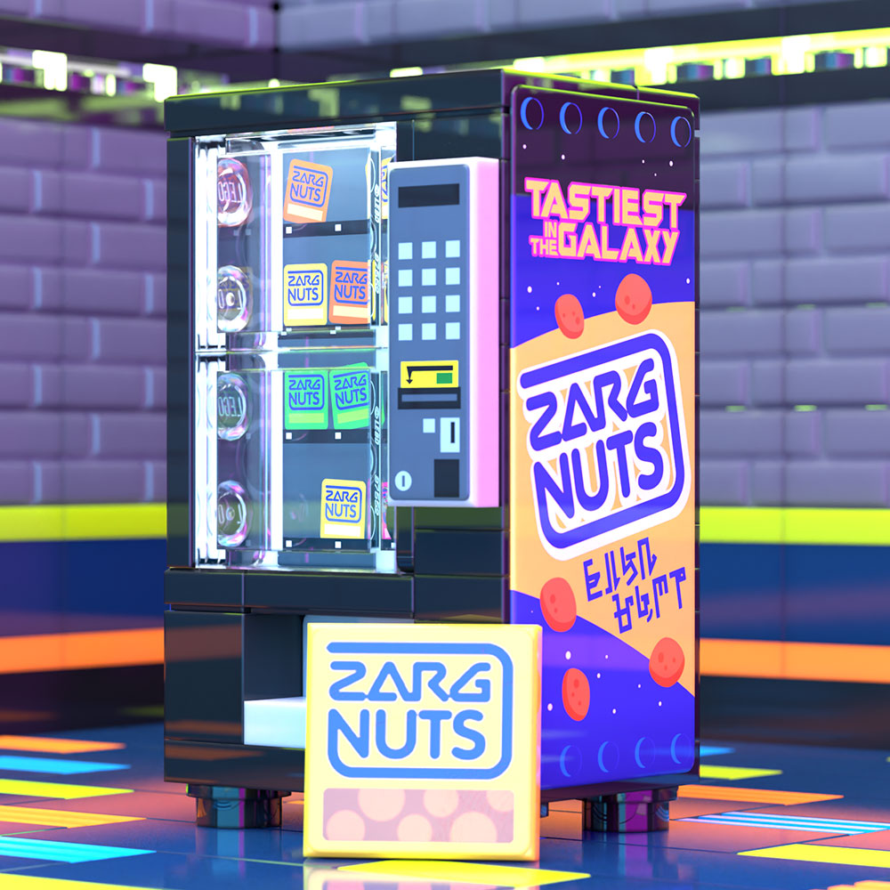 Zarg Nuts Vending Machine Building Set made using LEGO parts - B3 Customs