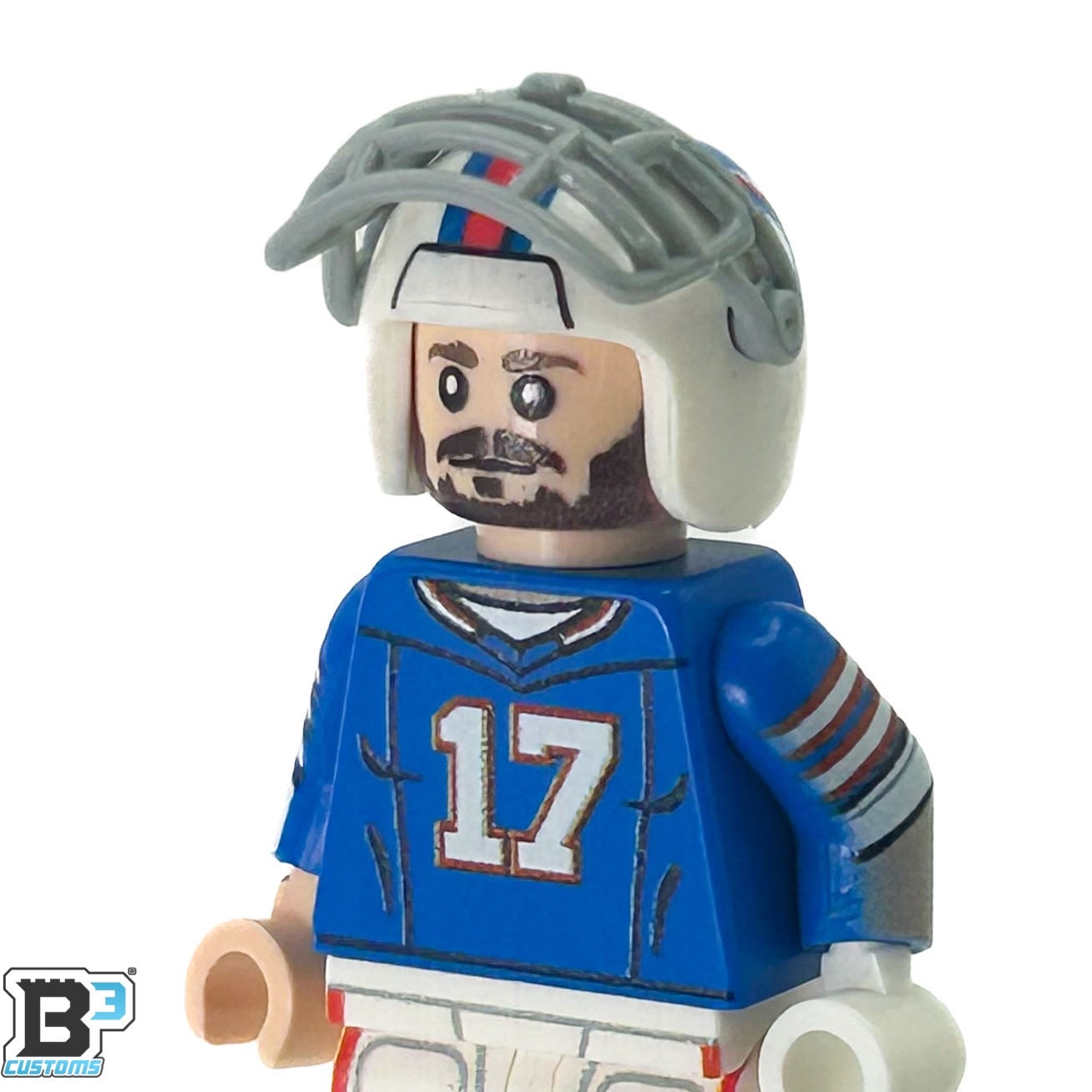 #17 QB Bills Football Player Minifig made using LEGO parts - B3 Customs