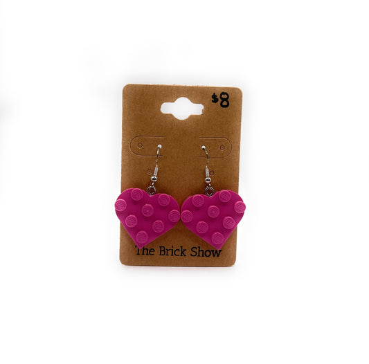 Pink Heart Earrings made from LEGO Parts