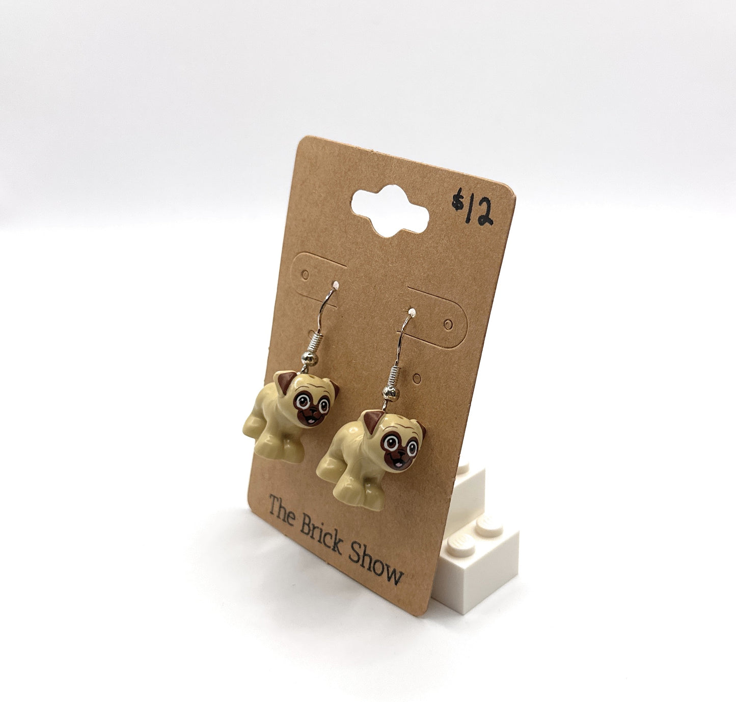 Pug Earrings made from LEGO Parts