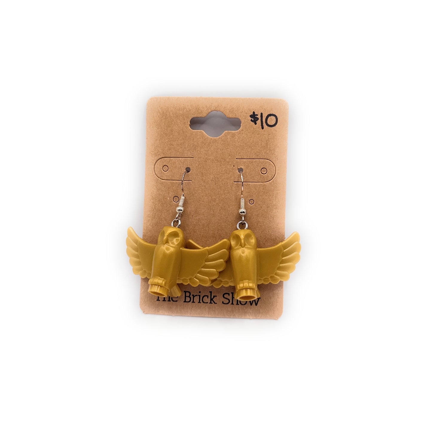Gold Owl Earrings made from LEGO Parts