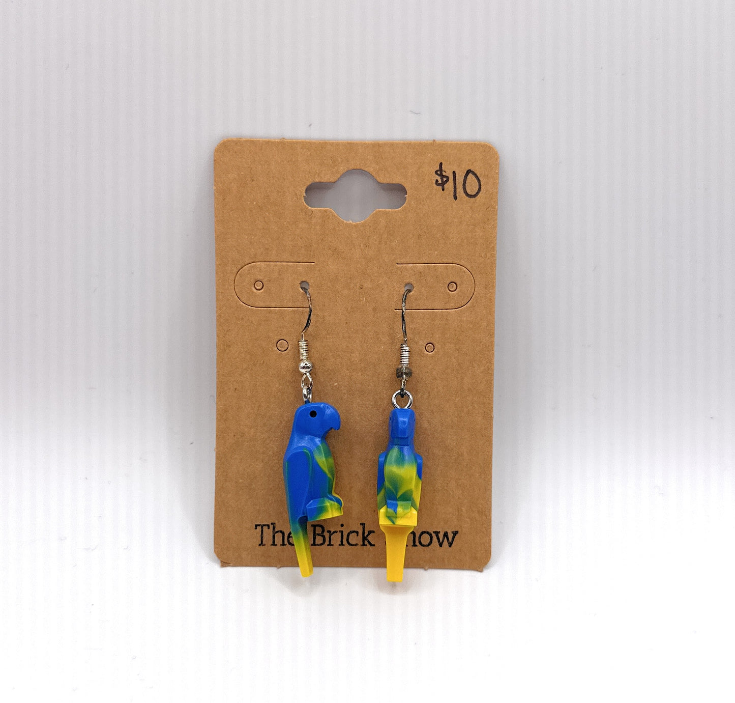 Blue Parrot Earrings made from LEGO Parts