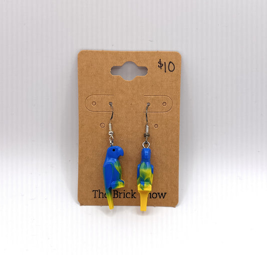 Blue Parrot Earrings made from LEGO Parts