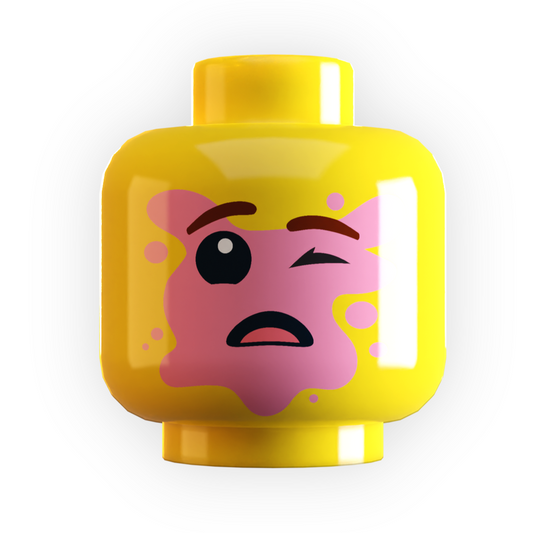 Boy Popped Bubble Gum on Face Minifig Head made using LEGO part
