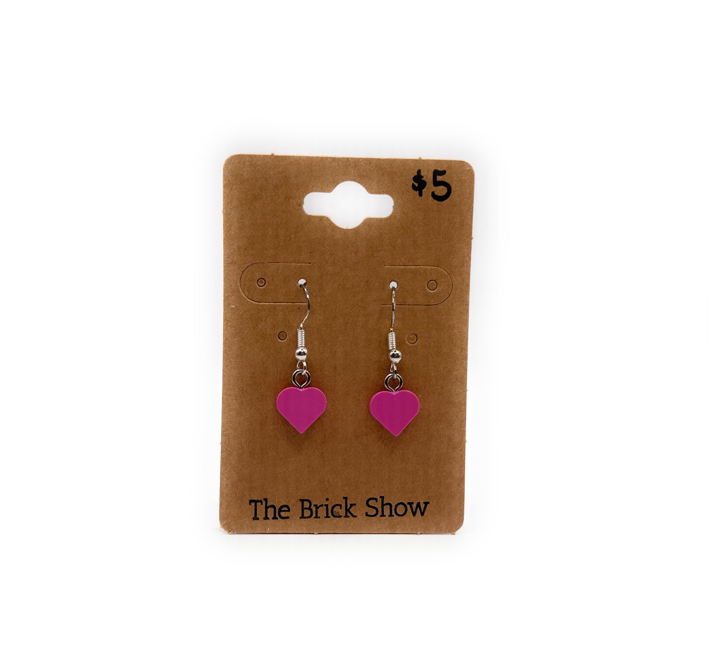 Small Pink Heart Earrings made from LEGO Parts