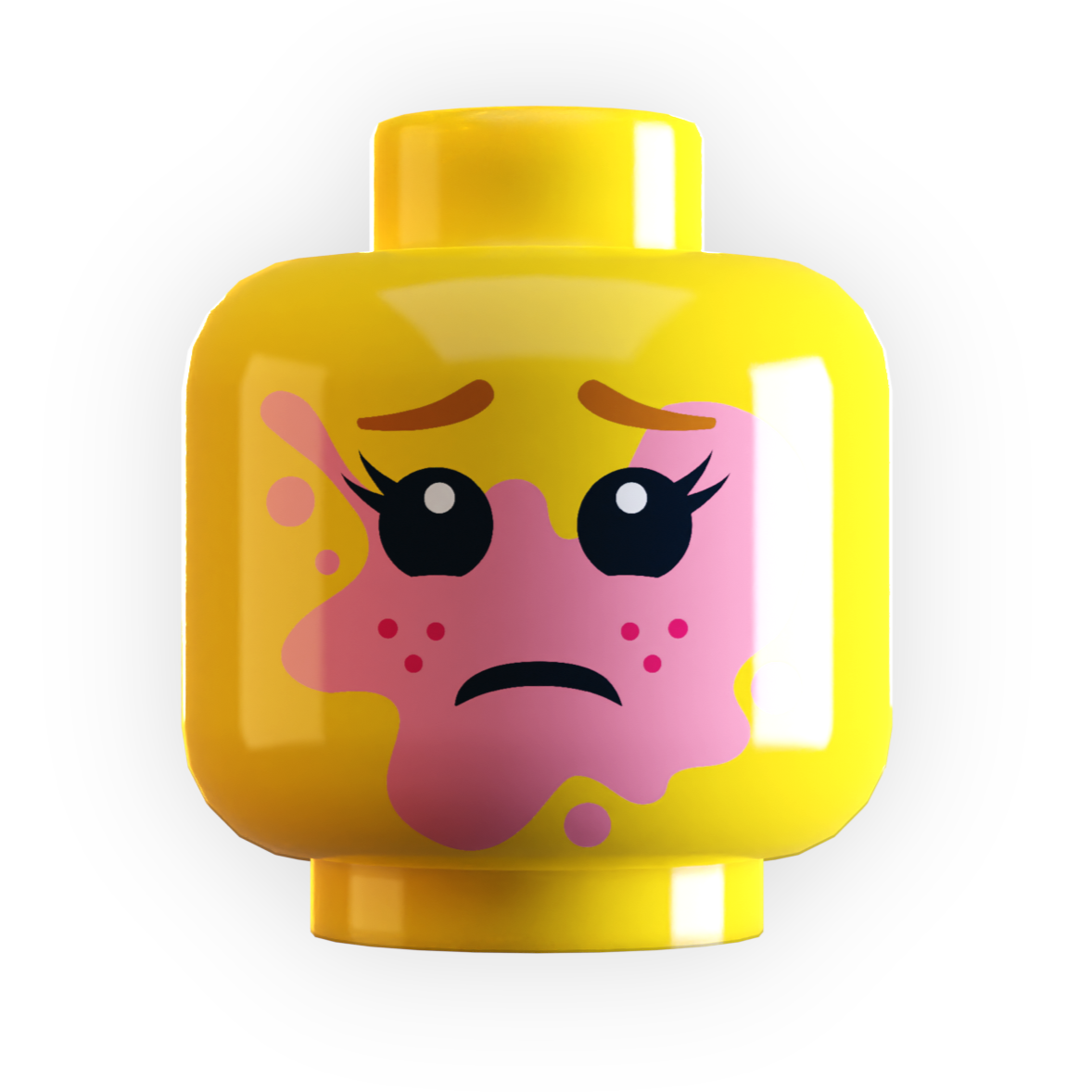 Girl Popped Bubble Gum on Face Minifig Head made using LEGO part