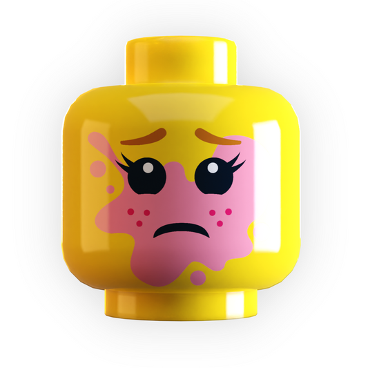 Girl Popped Bubble Gum on Face Minifig Head made using LEGO part