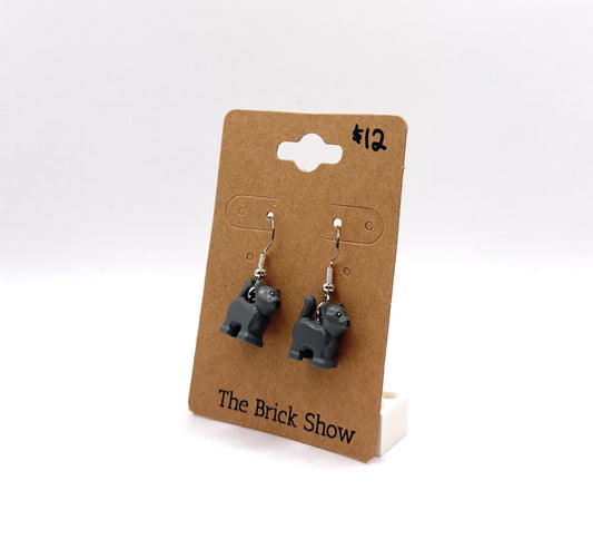 Gray Cat Earrings made from LEGO Parts