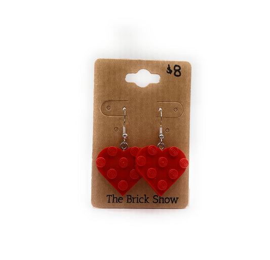 Red Heart Earrings made from LEGO Parts