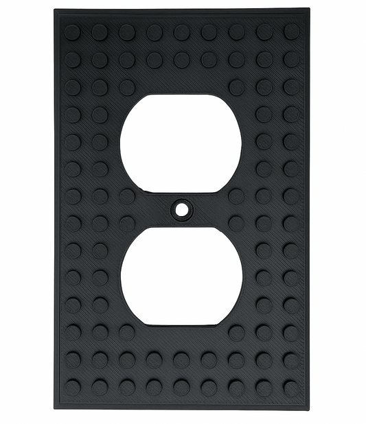 Black Build-On Duplex Outlet Cover Wall Plate for Kids’ Rooms