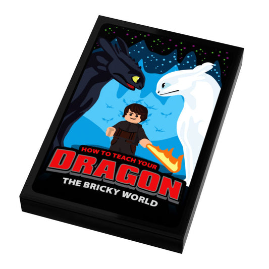 How To Teach A Dragon III: The Bricky World Movie Cover (2x3 Tile) made using LEGO parts