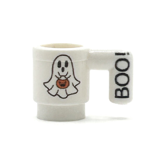Boo! Ghost w/ Pumpkin Mug for Minifigs made using LEGO part